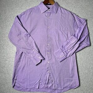 John W Nordstrom 100% Egyptian Cotton LS Button Up Dress Mens 16.5 34 Purple